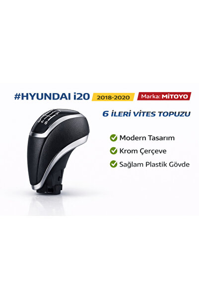 MITOYO Hyundai i20 2018-2020 6 İleri Vites Topuzu 43711C72104X Uyumlu Siyah Krom Çerçeveli