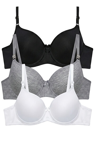 Laperissa Non-Padded Underwire Comfort Bra Set of Three Ice White/Black/Gray