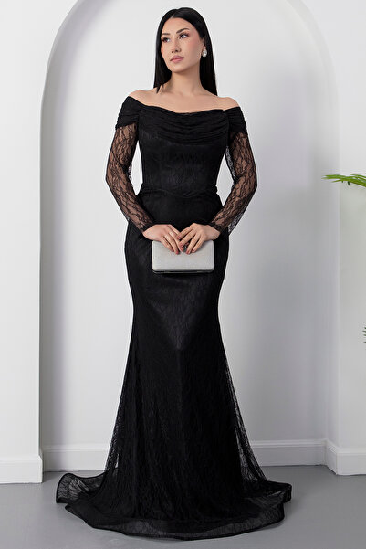 PULLIMM Φόρεμα με δαντέλα και μακριά μανίκια χωρίς τιράντες ECR5790