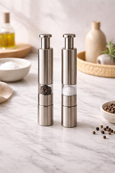 DİVAYS طاحونة الفلفل والملح اليدوية المصنوعة من الفولاذ، طاحونة توابل من قطعتين