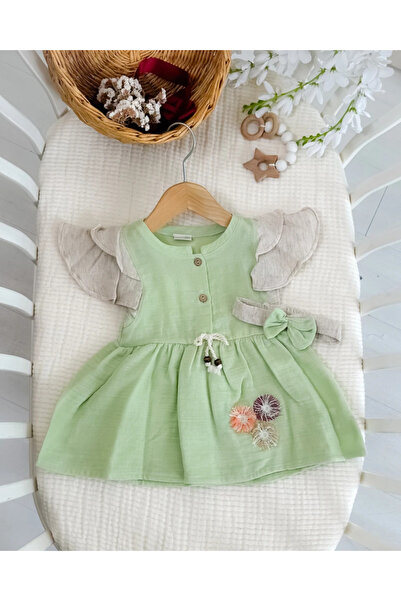 hümabebe 3 Floral Detailed Muslin Summer Baby Girl Dresses