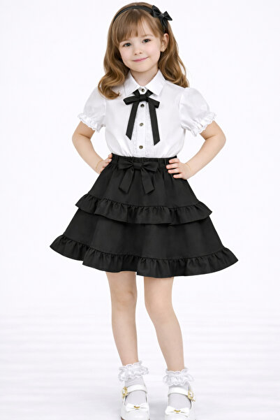 Nacar Kız Çocuk 23 Nisan 29 Ekim Dantel Detaylı Gömlek&Fırfırlı Double Kumaş ...