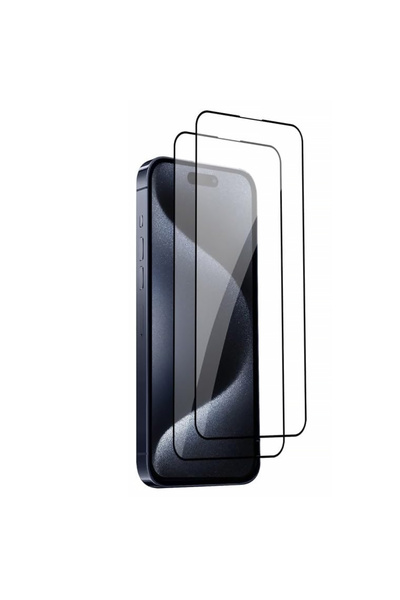 O Ozone [2 Per Pack] Tempered Glass For iPhone 15 Pro Screen Protector-Black