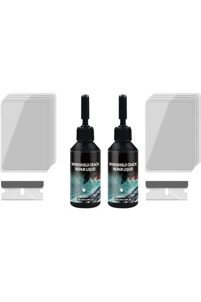 Generic طقم إصلاح شقوق الزجاج الأمامي (قطعتان)، سائل إصلاح شقوق الزجاج الأمام...