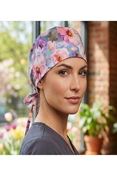 onora Üç boyutlu Çiçek Desenli Doktor Hemşire Cerrahi Bonesi