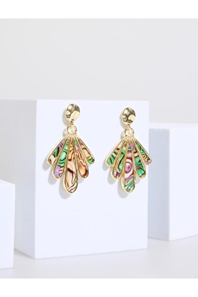 Jimmy Key Yeşil Taş Detaylı Renk Bloklu Küpe