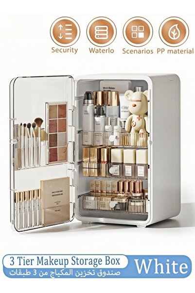 Generic 3 Tier Makeup Organizer Luxury Countertop Cosmetic Storage Box with M...