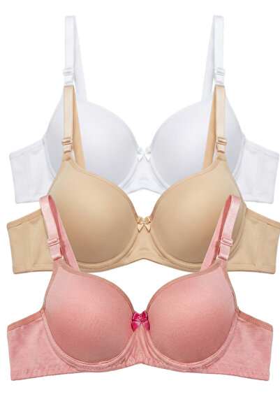 Laperissa Non-Padded Underwire Comfort Bra Set of Three Ice White/Skin/Pink