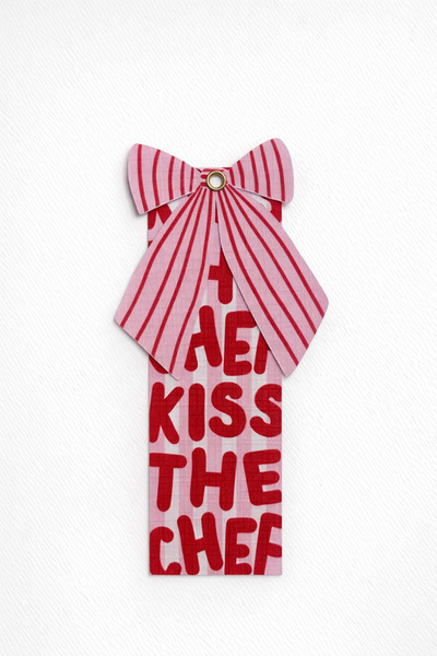 Papeit Kiss the Chef and Bon Appetit Bowknot Detailed Textured Paper Bookmark