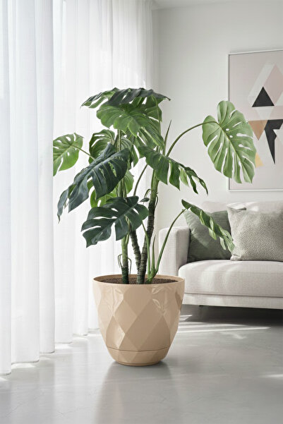 TEMMUZ HOME 1 Adet 15 Litre Dekoratif Prizma Desenli Büyük Boy Tabaklı Plasti...