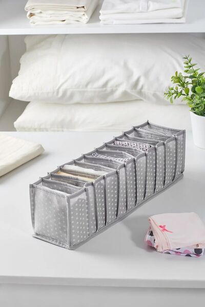 ROYALHOUSE 11 Compartment Gray Spotted Drawer Organizer Small - 11 X 41 X 12 cm