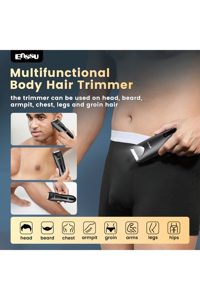 ENSSU Body Hair Trimmer for Men, Electric Groin Ball Shaver, Rechargeable Body Groomer with Replacement Blade, Personal Care Trimmer for Men