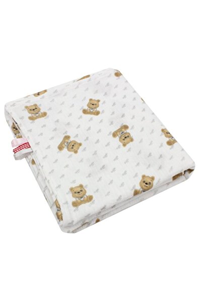 PRICHINDEL Muslin Blanket, Little Bear, Cotton, White, 80 x 100 cm