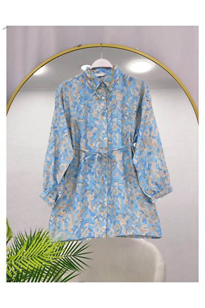YEDİLALE Man.Go Fabric Lace-Up Flowered Tunic [80 cm Length]