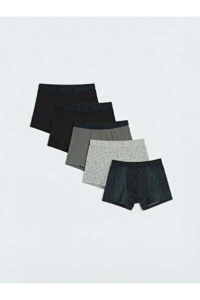 LC Waikiki Μαύρο Standard Fit Βαμβακερό Ευέλικτο Ανδρικό Μπόξερ 5 τεμαχίων