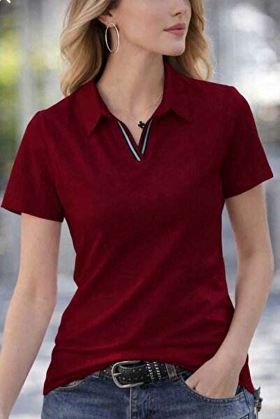 BRLKN Body cu mânecă scurtă, cu guler polo, cu dungi, pentru femei, slim fit,...