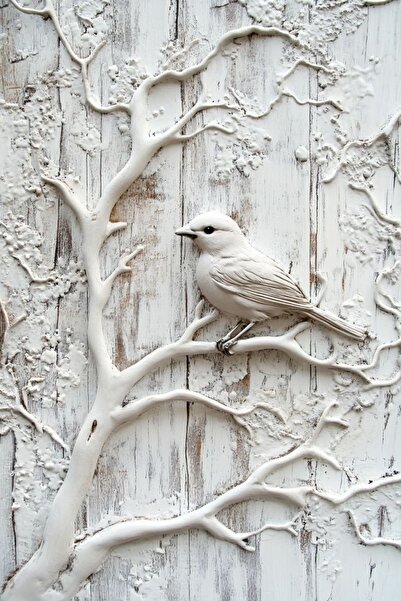 sonartdekorasyon Kabartmalı El İşçiliği Kuş Figürlü Tablo (50cm x 50cm)