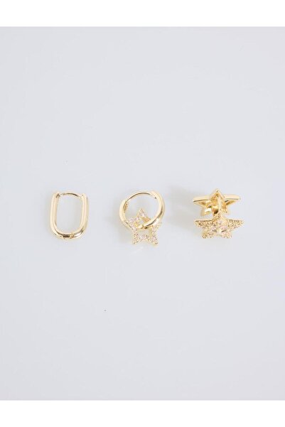 Jimmy Key Gold Color Star Figured Shiny Earrings Set