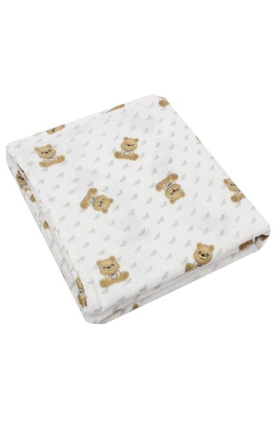 PRICHINDEL Muslin, cotton, Little bear, white, 80 x 67 cm