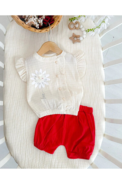 hümabebe طقم صيفي للفتيات الصغيرات مع شورت بتفاصيل من الباباتيا