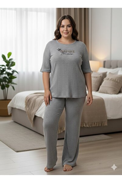 sleeproom Women's Gray Half Sleeve Camisole Inspire Pajama Set