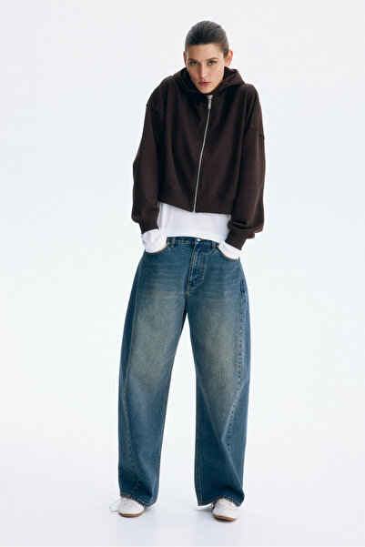 H&M Kapüşonlu ve Fermuarlı Kısa Üst