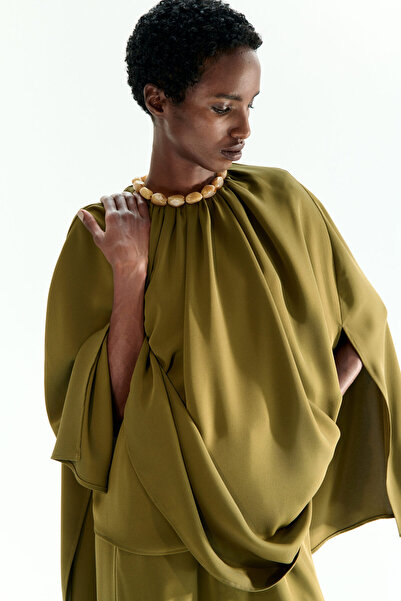 H&M Boncuk Detaylı Pelerin Bluz