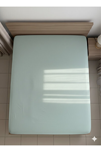 ÖZteks 180-200 cm Battal Size Green Elastic Combed Cotton Bed Sheet