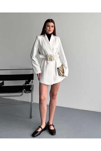 cottonage Women's Jacket Dress with Belt Detail