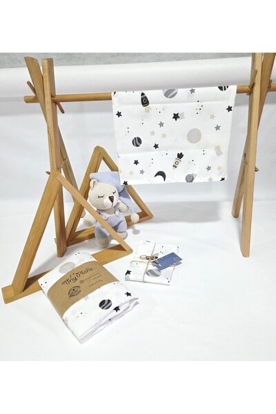 tiny plans ملاءة سرير أطفال مطاطية - طقم غطاء وسادة 45x85 سم