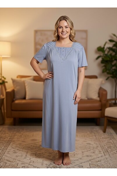 Lohussa New Season Aviator Blue Summer Full-Length Design Lace Detailed Short...