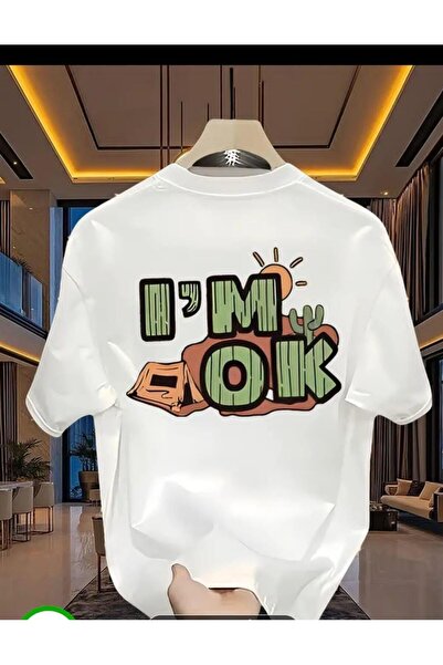 LELVANİ I'M Ok Green Written Print Tshirt