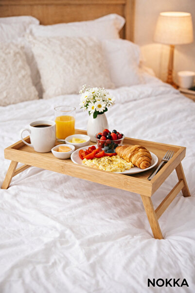 NOKKA Katlanabilir Bambu Tepsi 50x30 cm – Laptop & Kahvaltı Sehpası – Açılır ...