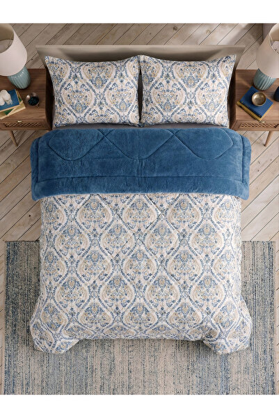 Çetinhome طقم لحاف ويلسوفت مزدوج منقوش (بدون ملاءات) هاريم إنديجو