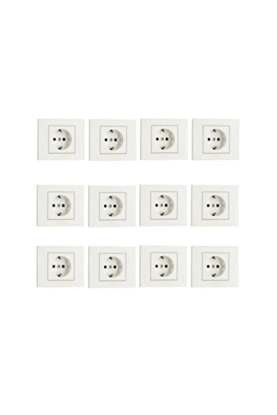 ENFE 12 White Grounded Sockets |   Frame Included |   12-Piece Set |   Standa...