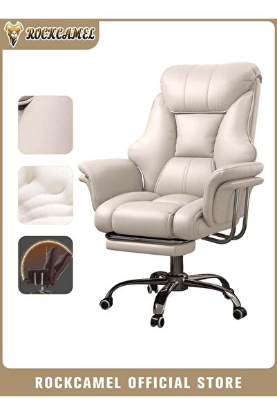 ROCKCAMEL كرسي مكتب كبير مع مسند قدم قابل للسحب