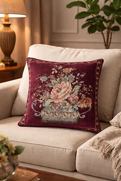 Yeshome Collection Vintage Bouquet Tapestry Throw Pillow Cover 45X45 cm