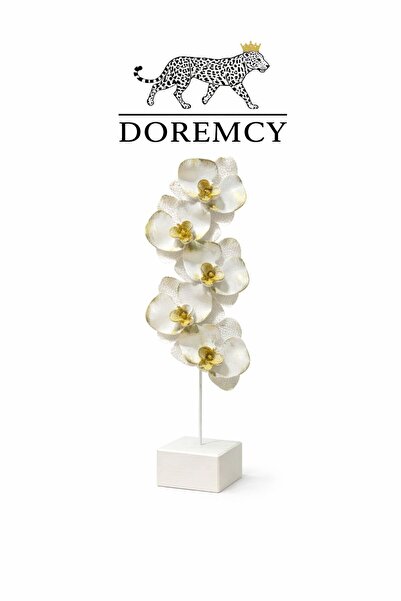 Doremcy Dekoratif Orkide Biblo 43x15 cm Polyester Modern Salon Konsol Lüks Ev...