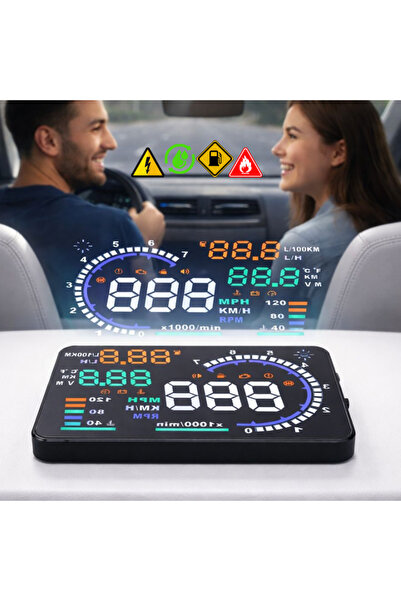MultiZone Hayalet Gösterge Display Dijital Hız Ön Cam Yansıtmalı HUD OBD2 San...