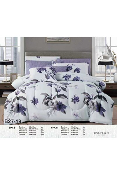 Red Rose طقم مفرش نفرين صيفي فاخر 8 قطع من خامة المايكروفايبر الملكي مقاس 260...