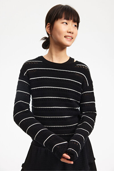 H&M Pamuklu ve Delik Desenli Triko Kazak