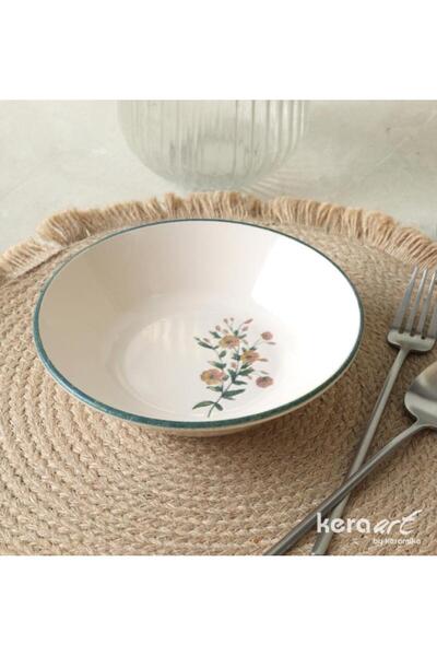 Keramika Hitit Dinner Plate 18 cm Cream Flower Patterned 6 Pieces