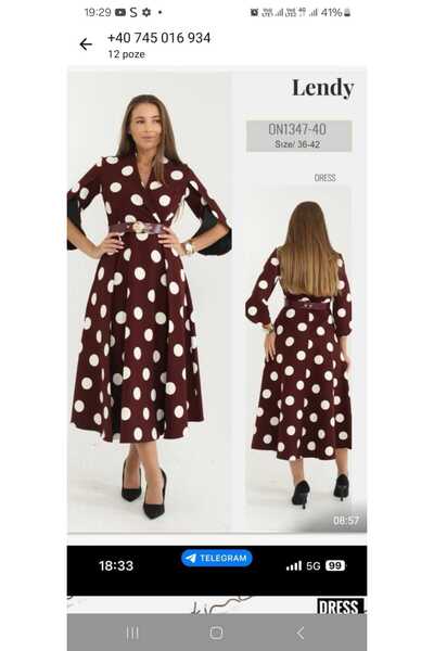 OEM women's dress, midi, with Belt, burgundy, black, green, viscose