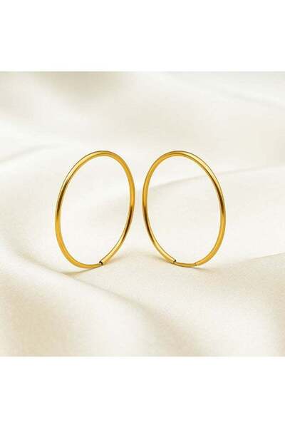 earss 1/2 Endless Hoop Gold Earring | Stainless Steel | 18K Gold Plated | Hyp...