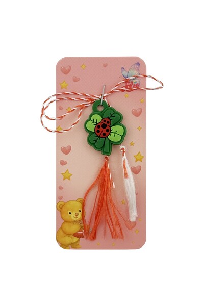 OEM Martisor for Kids, Jolie, Clover Model with Ladybug, Rubber, with White/R...