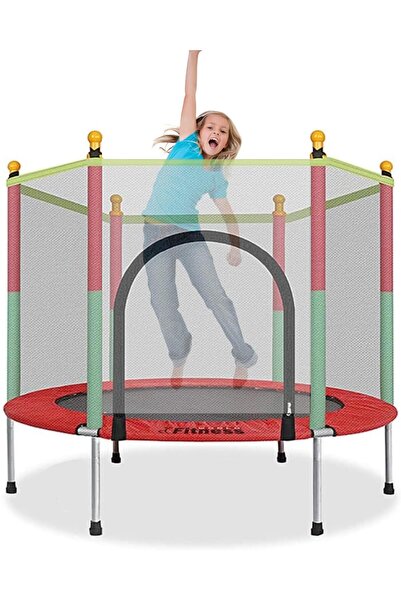 Fitness World ترامبولين داخلي للأطفال مع شبكة أمان ووسادة أمان