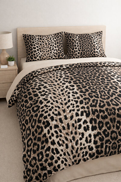 LaLiva Pars Çarşafı Lastilki Double Duvet Cover Set Beige