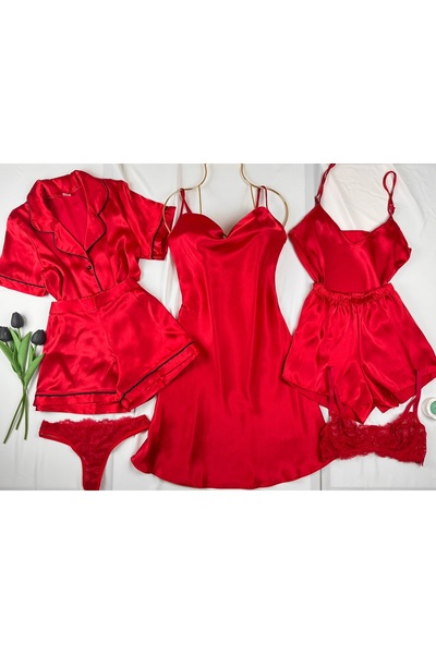 ROZENİN LINGERIE 6 Parça Gecelik Pijama İç Çamaşır Takımı Mini Çeyiz Seti