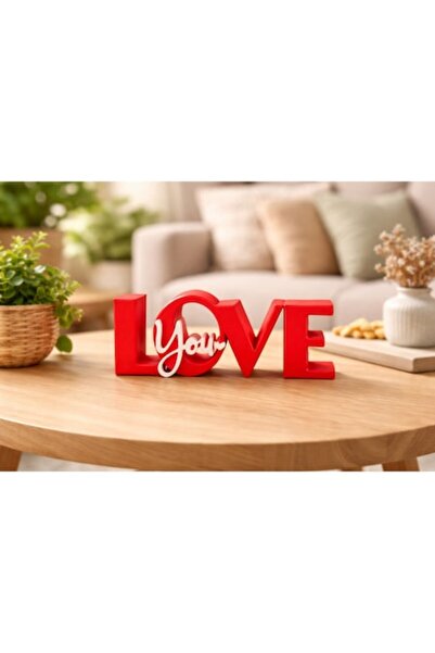 OEM 3D decorative figurine "I Love You", red with white, 9x3.7x1.7cm, romanti...