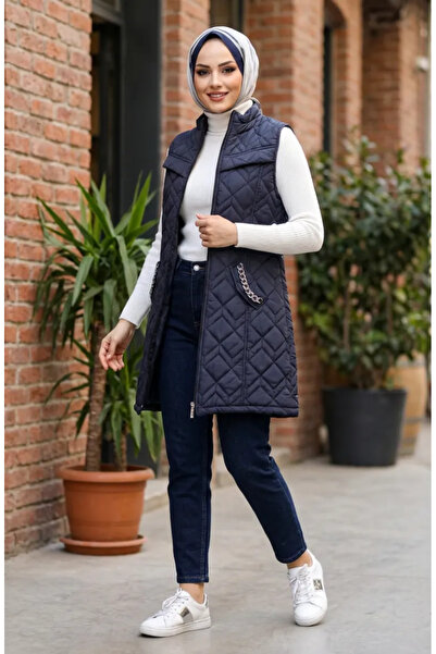 sefamerve Quilted Vest 4949-04 Navy Blue